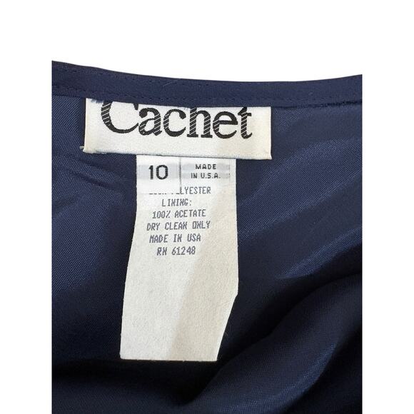 Vtg 90s NWT Cachet Velvet Top Chiffon Skirt Set Sz L/10 Navy Blue Whimsy Goth - Picture 8 of 10